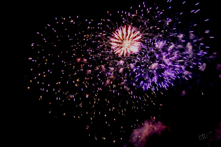 a display of fireworks at night