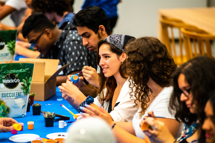 Students at an admissions event