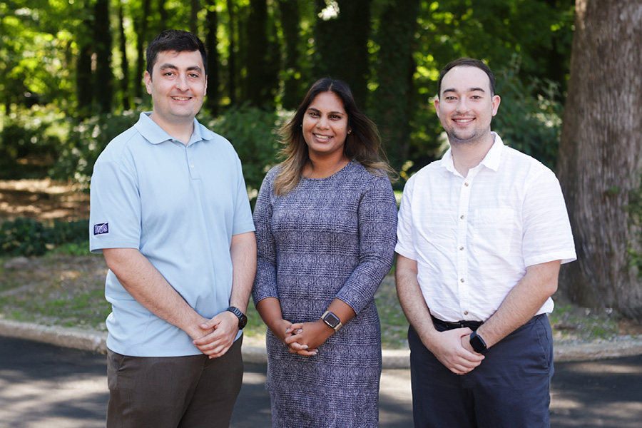 Portrait of Tom Shea, Marcelle Hicks, and Ben Pennino