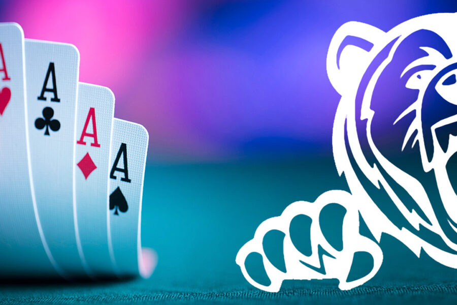 Graphic with playing cards and Rory logo